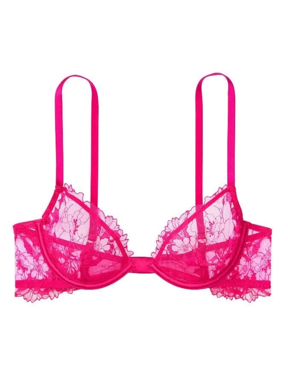 Victoria's Secret Bright Pink Lace Underwire Bra